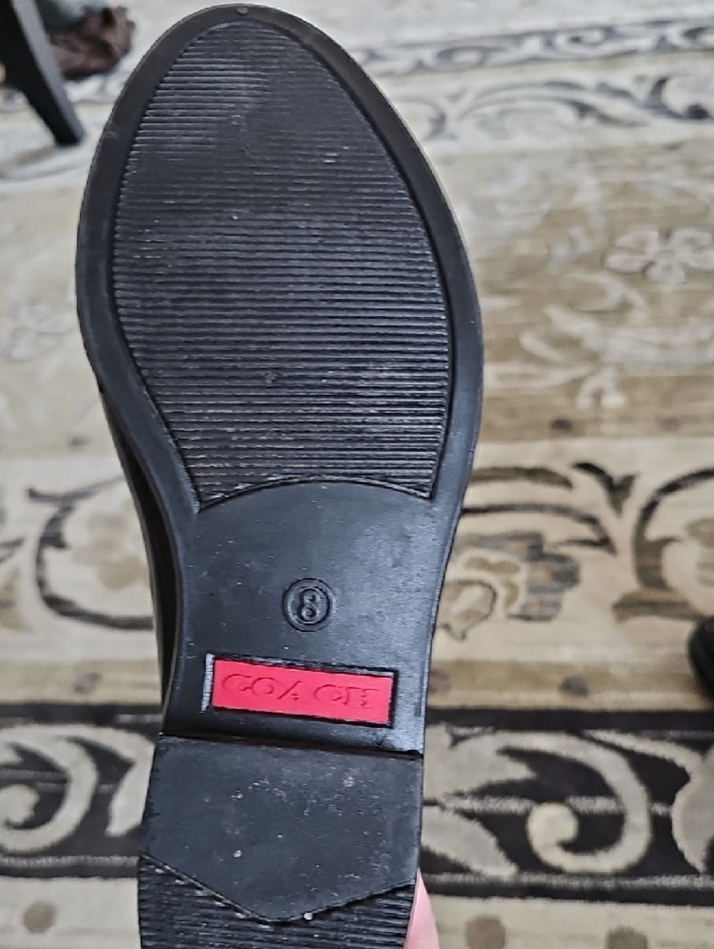 Coach Black Patent Rain Ankle Boots with Gray Monogram and Pink Accent - Picture 10 of 10